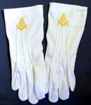 Masonic Dress Gloves with Gold Square Compass